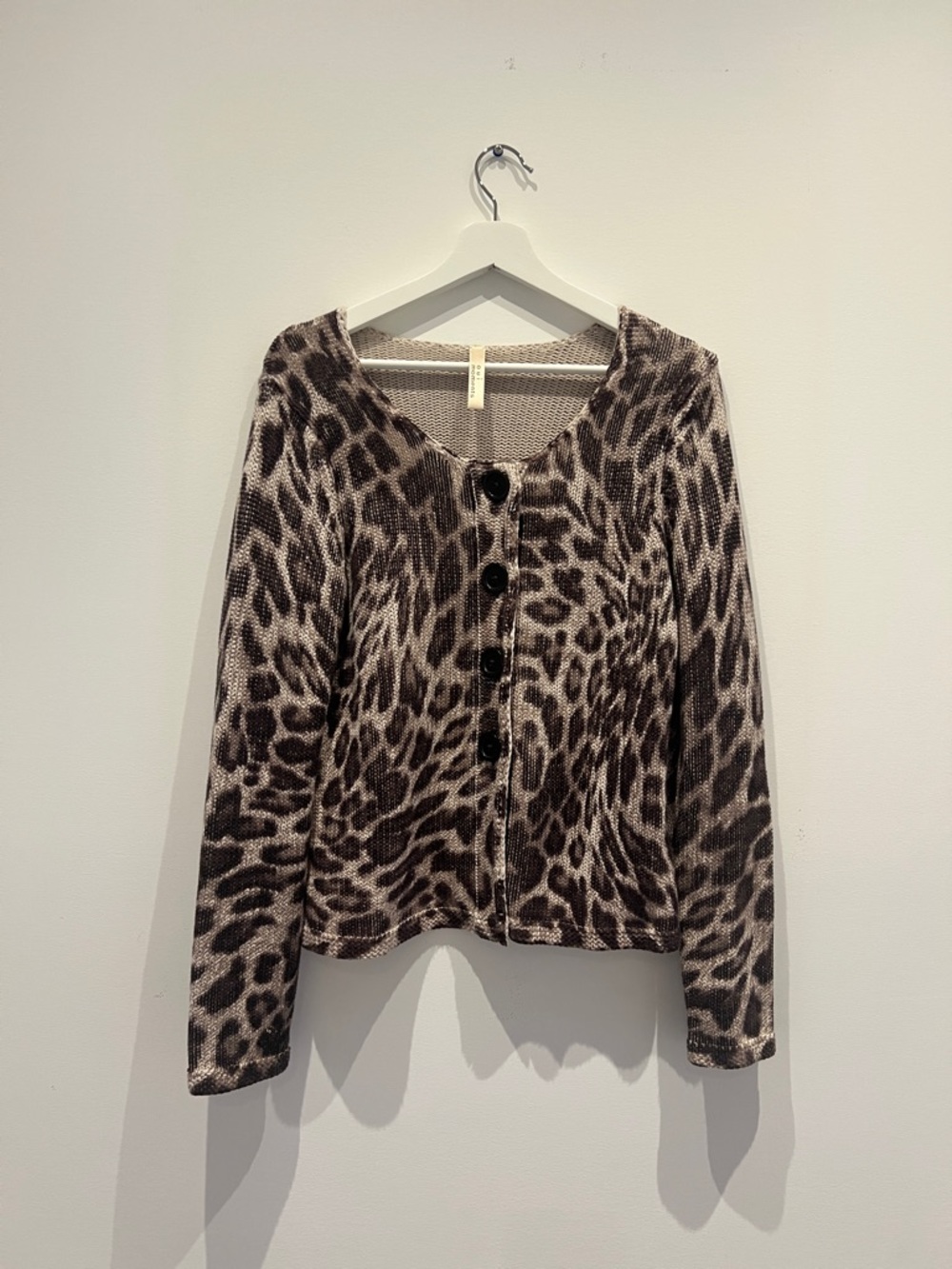 100% cotton cardigan with leopard print